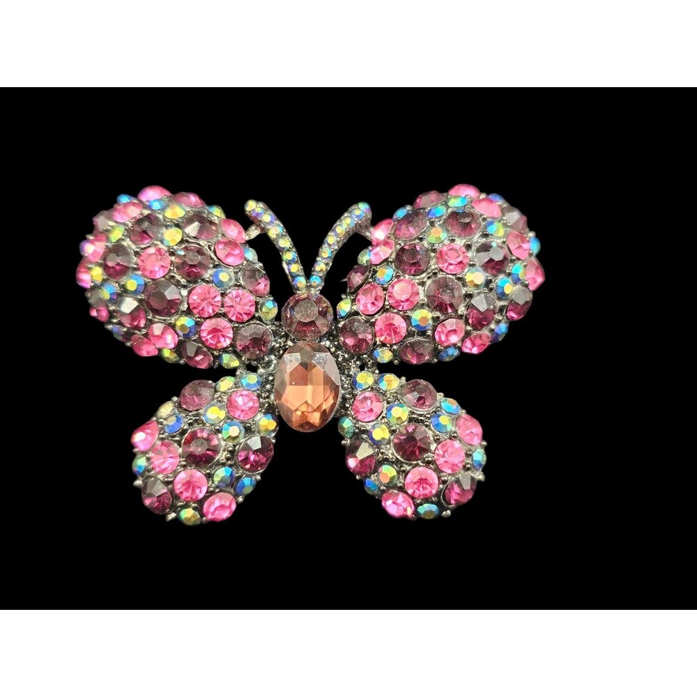 Alilang Enchanted Fairytale Rhinestone Butterfly Pin Brooch in Purple Colors